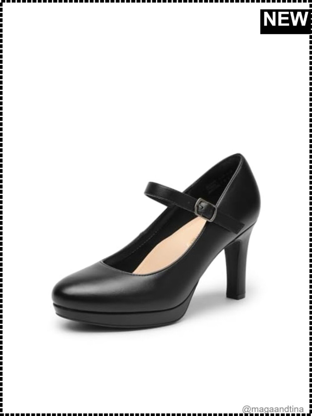 Womens Vegan Leather Mary Jane High Heel Pumps 3.5 Inch Comfort
